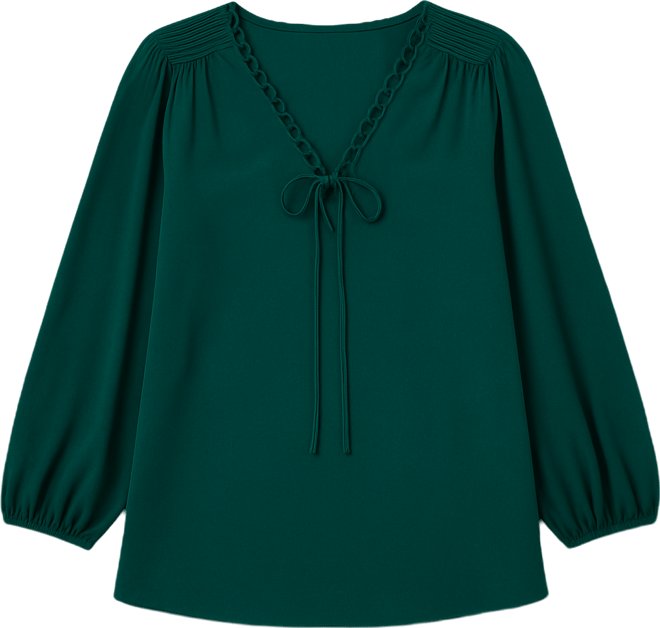 Women's Scallop Trim Peasant Blouse