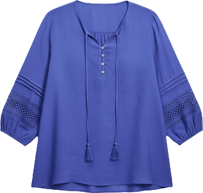 Women's Pintuck Lace Peasant Top