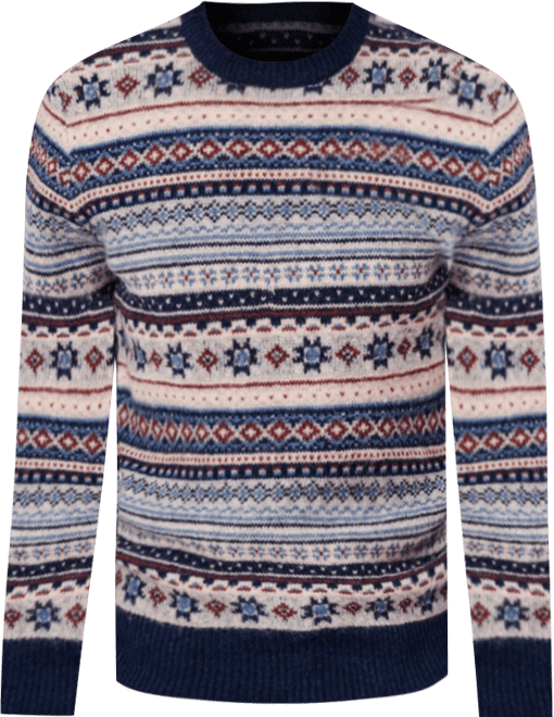 Men's Fair Isle Crew Neck Wool Sweater
