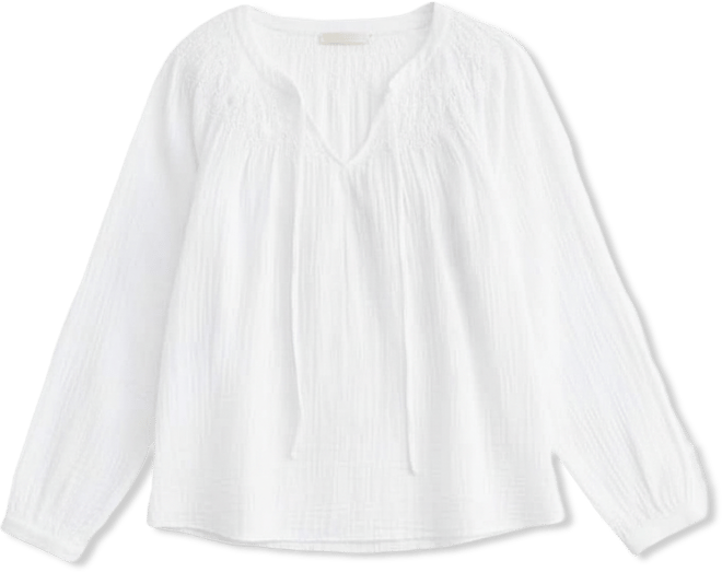 Petite Solid Smock Neck Top