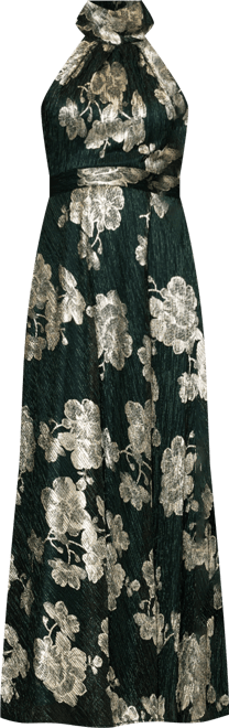 Women's Crinkle Foil Halter Dress