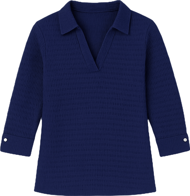 Ak Anne Klein Petite Ridge Knit 3/4-Sleeve Top