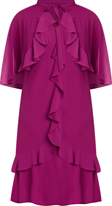 Women's 2-Piece Ruffle Detail Dress with Capelet