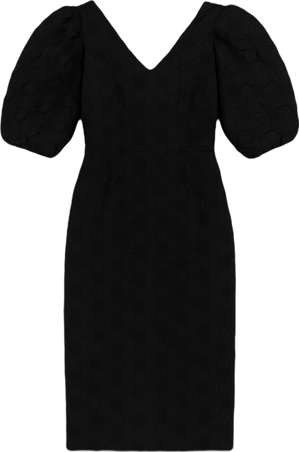 Women's Floral Pleated Sleeve Pencil Dress