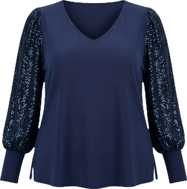 Women's Glam Sequin Sleeve Top