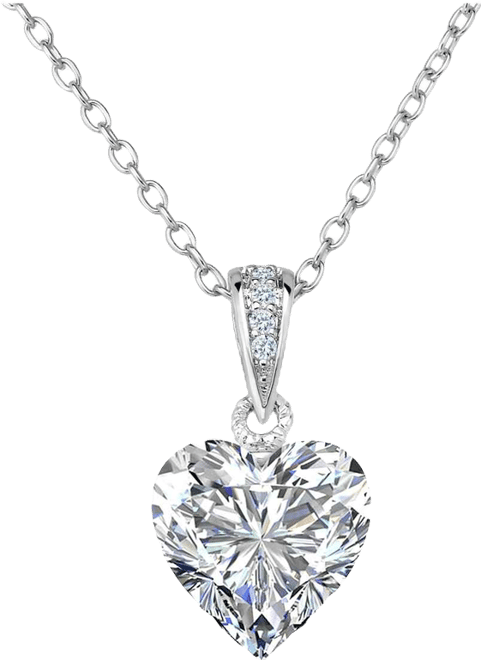 Women's Sterling Silver 18K Rose Gold Plated Colored Cubic Zirconia Heart-shape Necklace