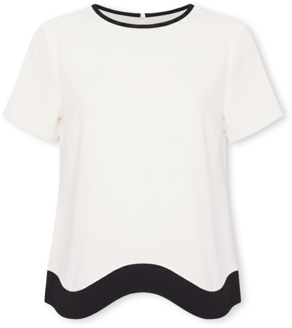 Women's Contrast-Hem Short-Sleeve Blouse