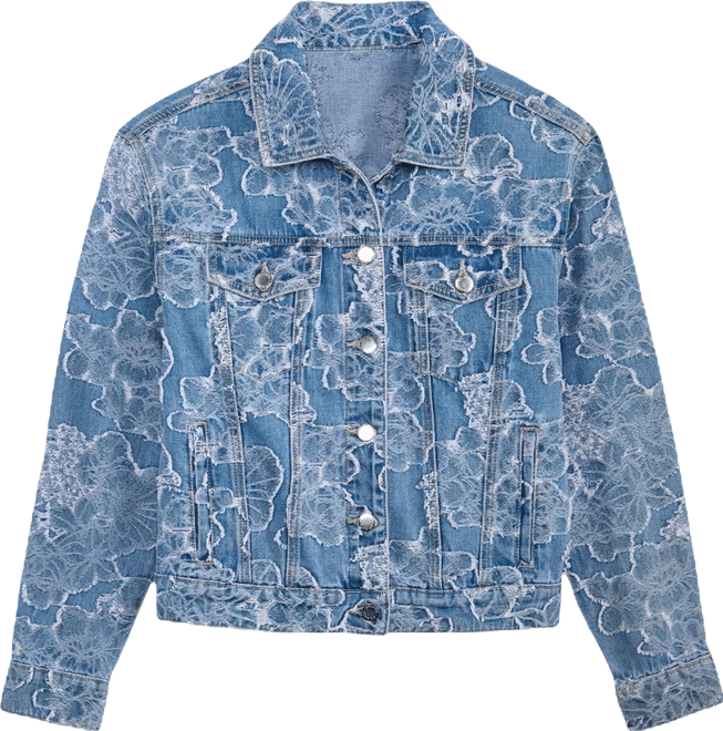 Women's Denim Jacquard Trucker Jacket, Macy's Exclusive