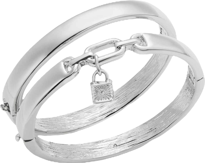 2-Pc. Set Padlock Charm Bangle Bracelets, Macy's Exclusive