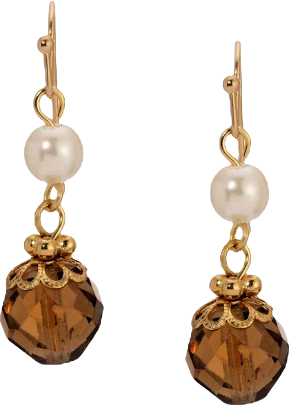 Faux Cultivated Pearl Topaz Double Drop Earrings