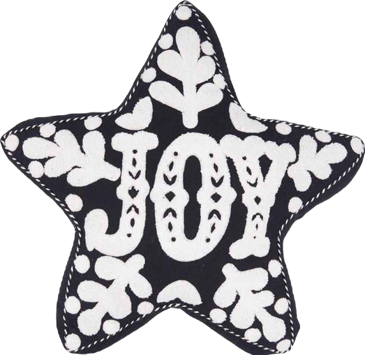 Onyx "Joy" Snowflakes Star Shaped Cotton Blend Christmas Accent Throw Pillow 16" x 18"