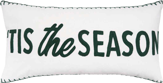 "Tis The Season" Cotton Blend Christmas Accent Pillow 12" x 24"