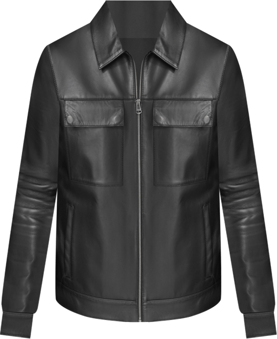 Men's Bonded Leather Trucker Jacket