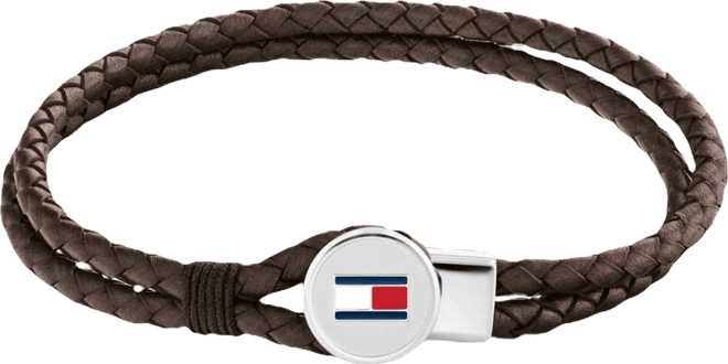 Men's Brown Leather with Stainless Steel Braided Bracelet