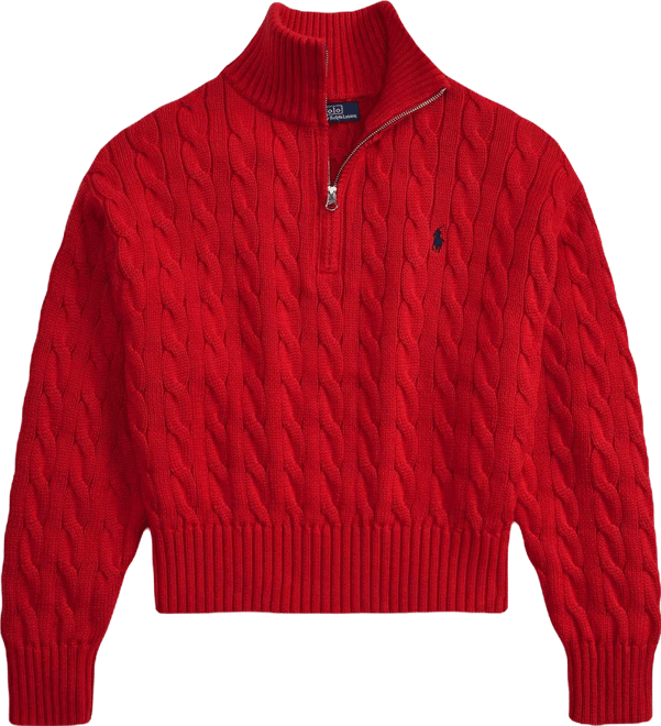 Women's Cable-Knit Cotton Quarter-Zip Sweater