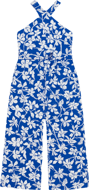 Plus Size Crisscross Halter Belted Jumpsuit