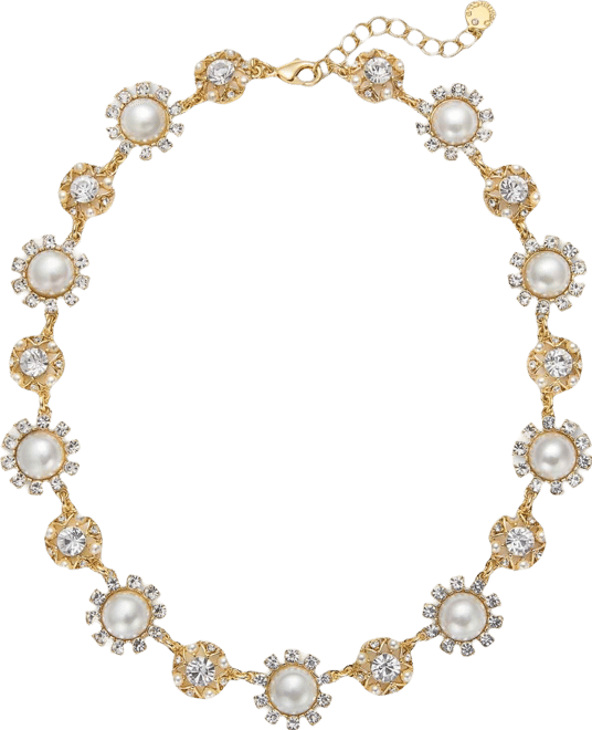 Crystal & Imitation Pearl All-Around Collar Necklace, 17" + 2" extender, Macy's Exclusive