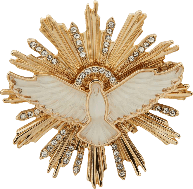 Crystal Imitation Pearl Gold-Tone Dove Pin