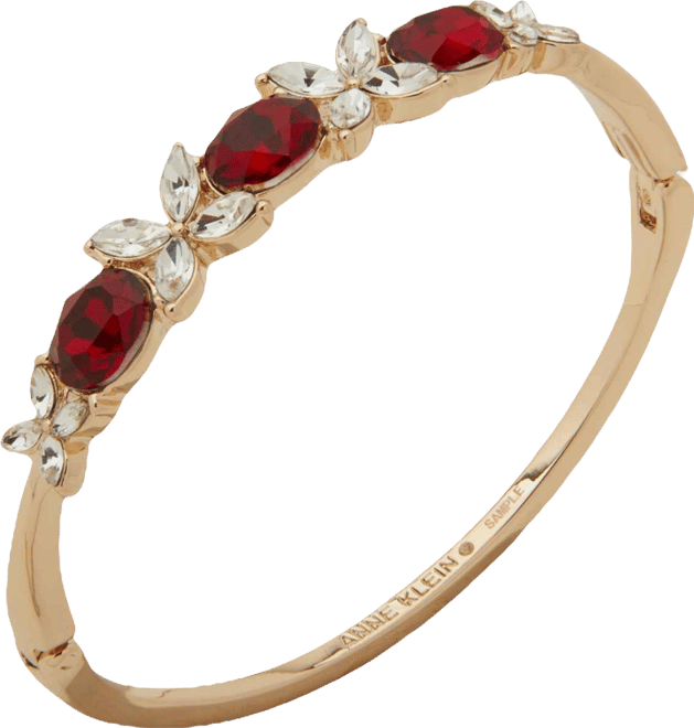 Siam and Crystal Boxed Gold-Tone Floral Hinge Bracelet