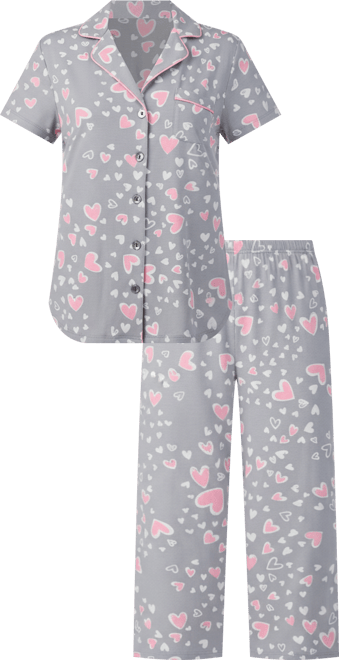 Women's Short Sleeve Notch Collar Pj Set