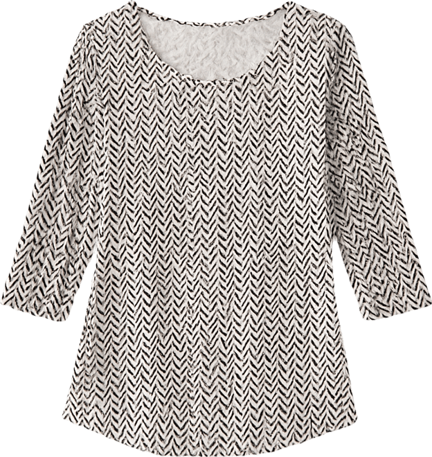 Petite Chevron 3/4-Sleeve Scoop Neck Top, Macy's Exclusive