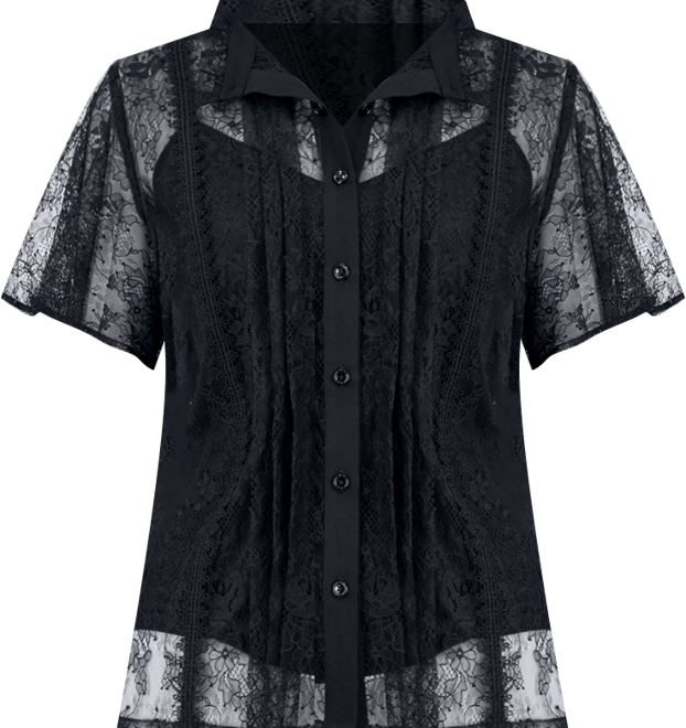 Women's Flutter-Sleeve Button-Front Lace Blouse