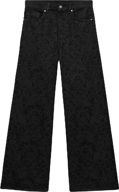 Women's Wide-Leg Paisley-Print Jeans