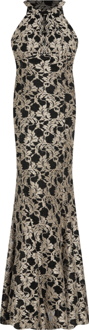 Women's Long Lace Scalloped Bodice Dress