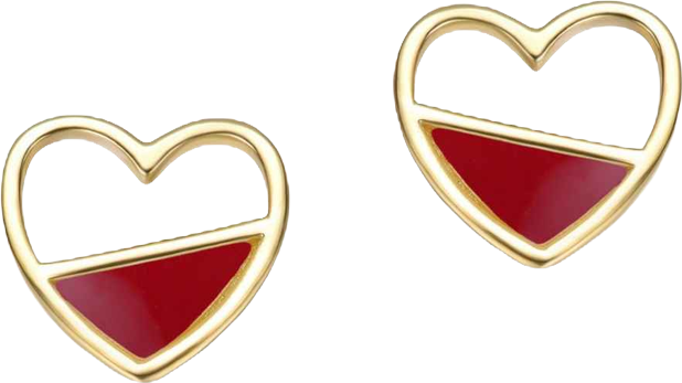 14K Gold Plated with White Mother Of Pearl Openwork Heart Stud Earrings