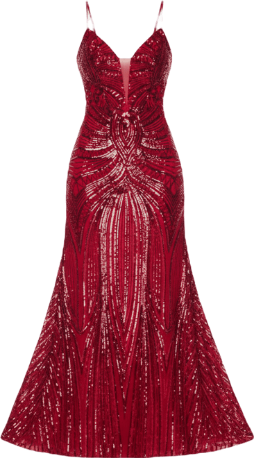 Juniors' V-Neck Sequined Dress