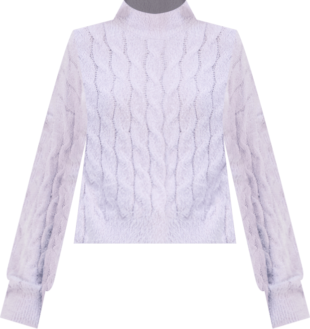 Juniors' Mock-Neck Eyelash-Cable Knit Sweater