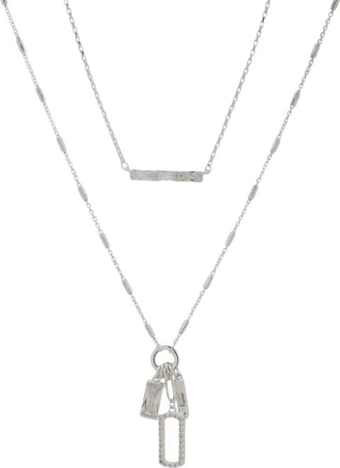 2 in 1 Cubic Zirconia Stone Charm Multirow Necklace