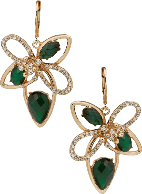 Jet Stone Floral Drop Earrings