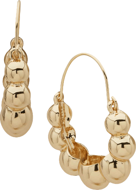 Gold Tone Dynamic Puffy Hoop Earrings