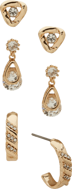 3-Pc. Cubic Zirconia Twisted Stone Trio Earrings Set