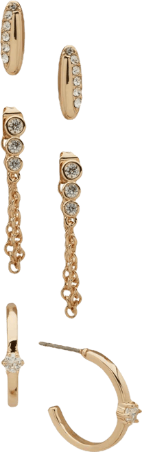 3-Pc. Cubic Zirconia Round Stone Trio Earrings Set