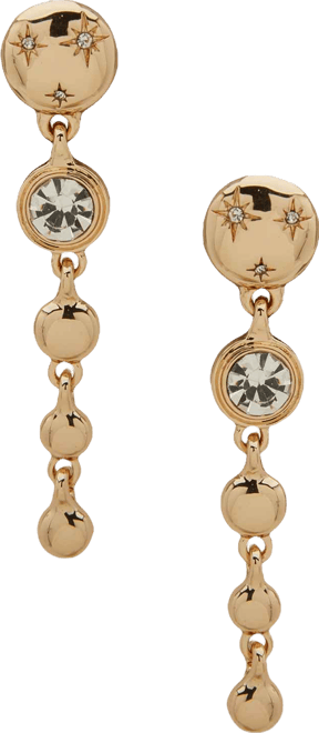 Crystal Bezel Stone Gold-Tone Star Linear Earrings