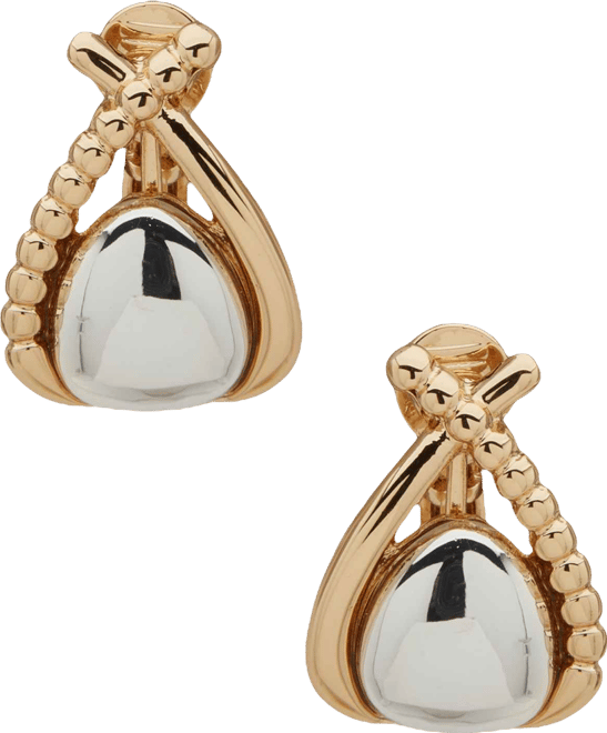 Two-Tone Dimensional Button Earrings