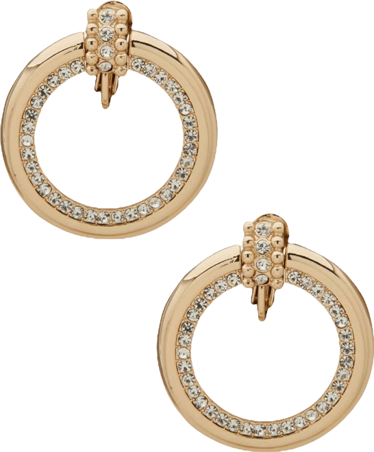 Crystal Stone Gold-Tone Doorknocker Earrings