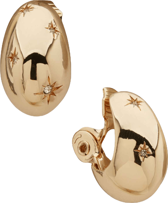 Gold-Tone Star Teardrop Hoop Earrings