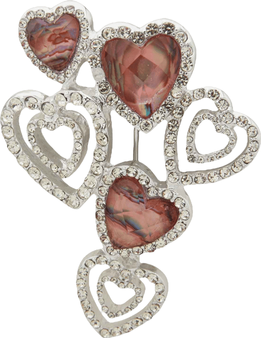 Silver-Tone Cluster Heart Pin