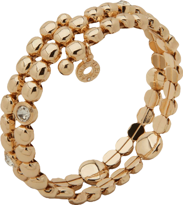 Gold-Tone Bezel Stone Crystal Star Coil Bracelet