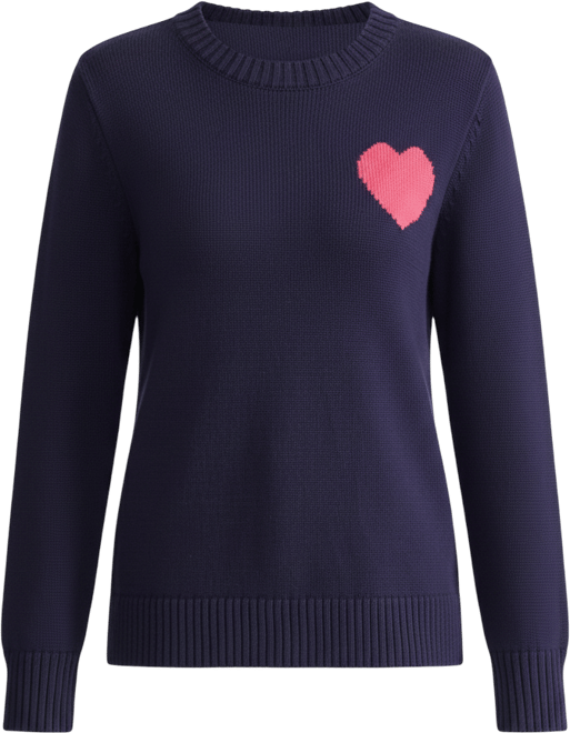 Women's Heart Print Crewneck Sweater