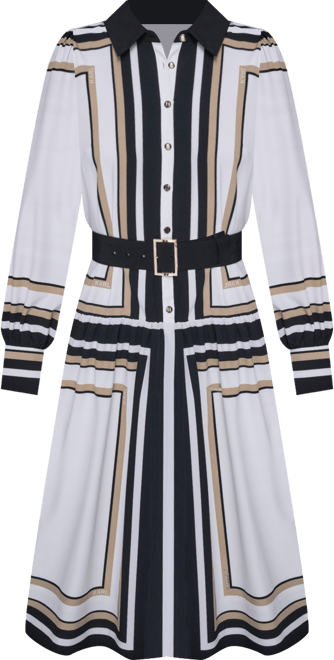 Women's Printed Crepe Collar Shirt Dress