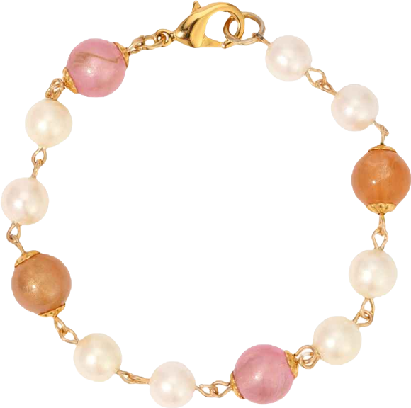 Faux Cultivated Pearl Pink Peach Beaded Bracelet