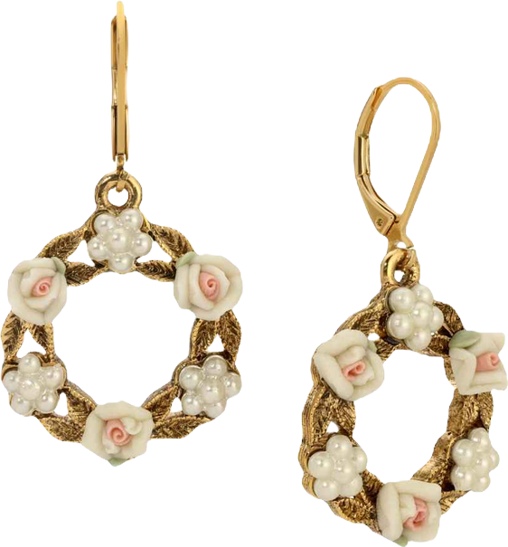 Faux Cultivated Pearl White Flower Earrings