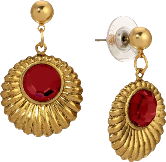 Gold Tone Crystal Drop Round Earrings