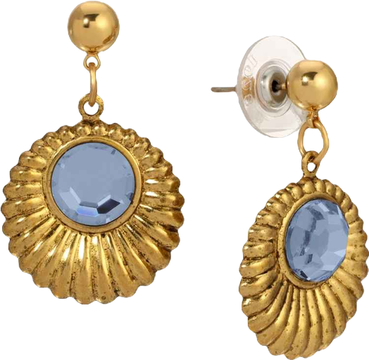 Gold Tone Crystal Drop Round Earrings