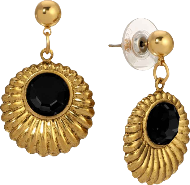 Gold Tone Crystal Drop Round Earrings