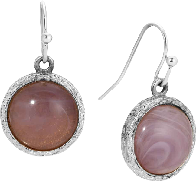 Round Color Stone Wire Earrings